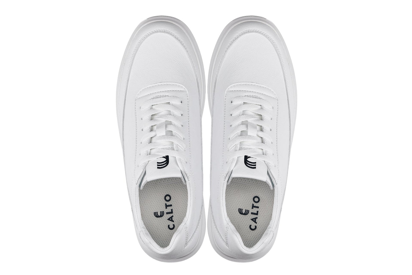 CALTO Men's Height-Increasing Lightweight Sneakers in White 10