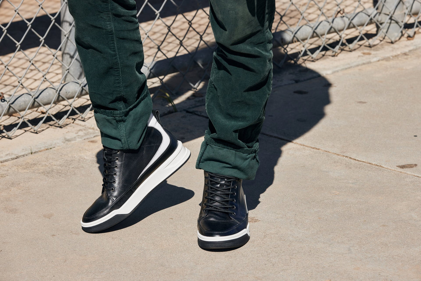 CALTO - Y7150 - 2.6 Inches Taller (Black) - Leather Ankle Top Sneak-Boot