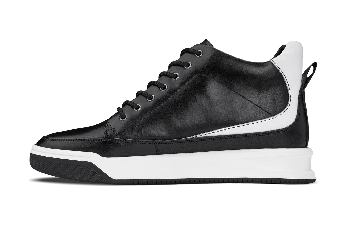 CALTO - Y7150 - 2.6 Inches Taller (Black) - Leather Ankle Top Sneak-Boot