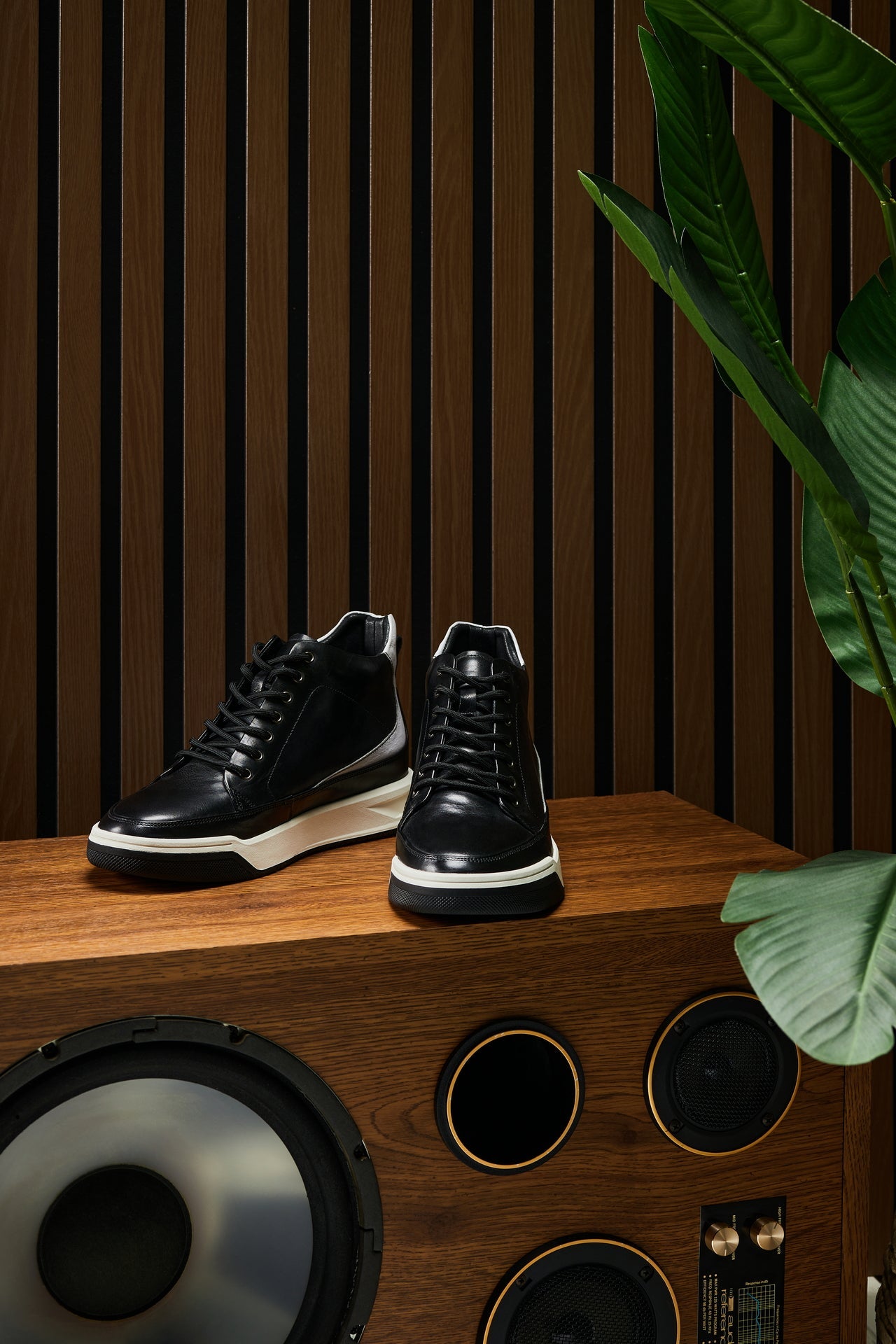 CALTO - Y7150 - 2.6 Inches Taller (Black) - Leather Ankle Top Sneak-Boot