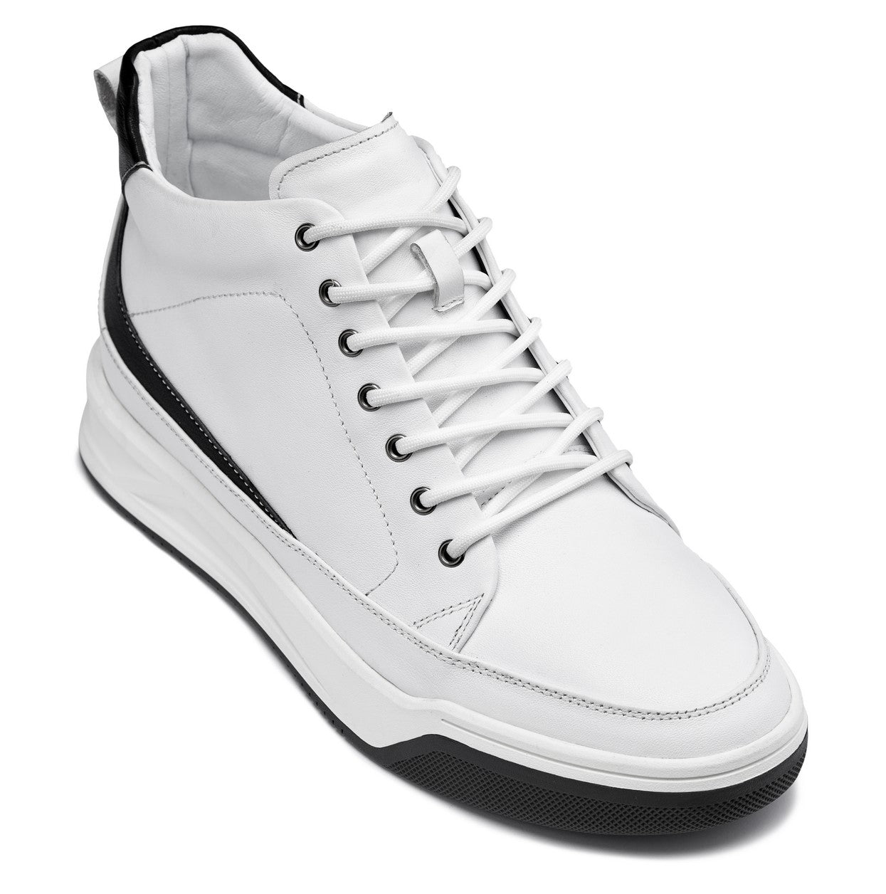 CALTO - Y7151 - 2.6 Inches Taller (Off-White) - Leather Ankle Top Sneak-Boot