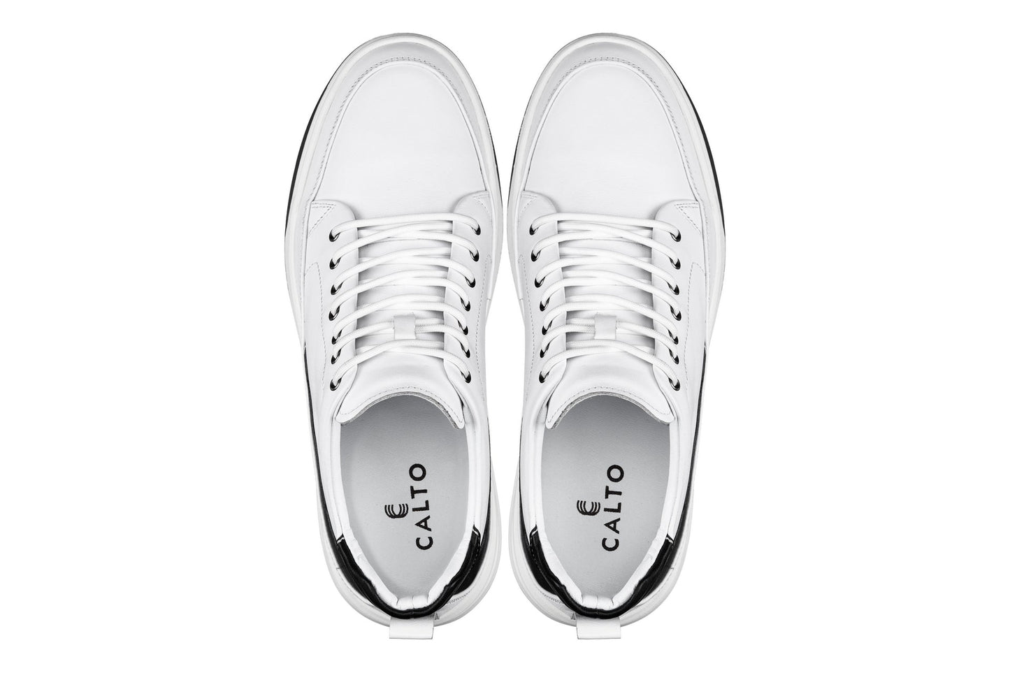 CALTO - Y7151 - 2.6 Inches Taller (Off-White) - Leather Ankle Top Sneak-Boot