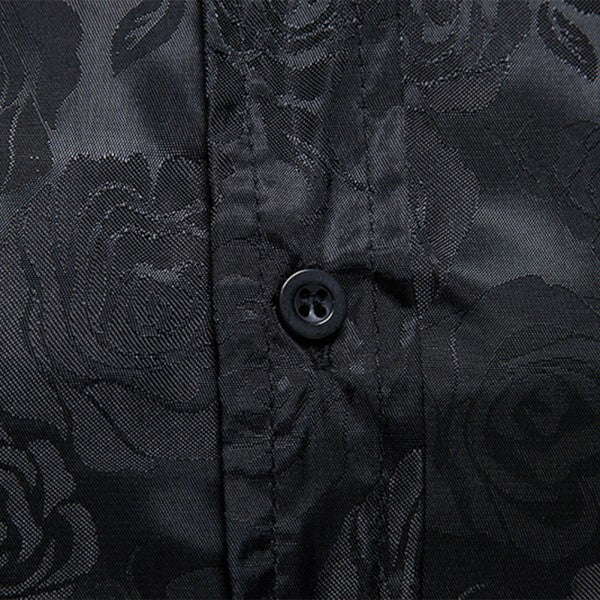 Men's Rose Jacquard Long Sleeve Shirt | Slim Fit Floral Button-Down Dress Shirt