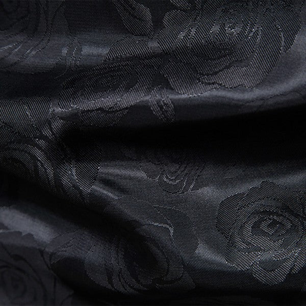 Men's Rose Jacquard Long Sleeve Shirt | Slim Fit Floral Button-Down Dress Shirt