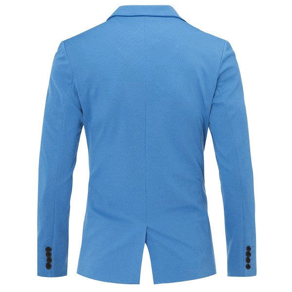 Men's Solid Color 1-Button Blazer | Notched Lapel Jetted Pocket Suit Jacket