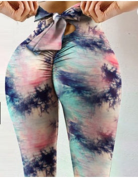 Women's Hip-Lift Slim Yoga Leggings – Stretch Fitness Pants, 9 Prints, S–XXL Watercolor