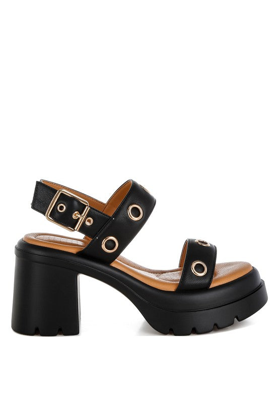 Rag & Co. Urla Eyelet Detail Platform Heel Sandals