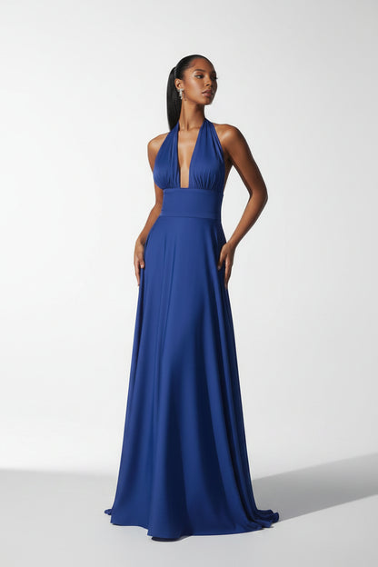 Interchangeable Satin A-Line Dress Royal