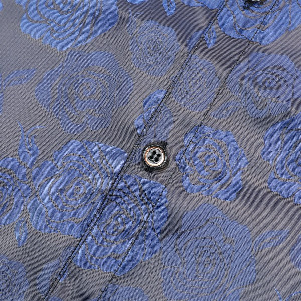Men's Rose Jacquard Long Sleeve Shirt | Slim Fit Floral Button-Down Dress Shirt