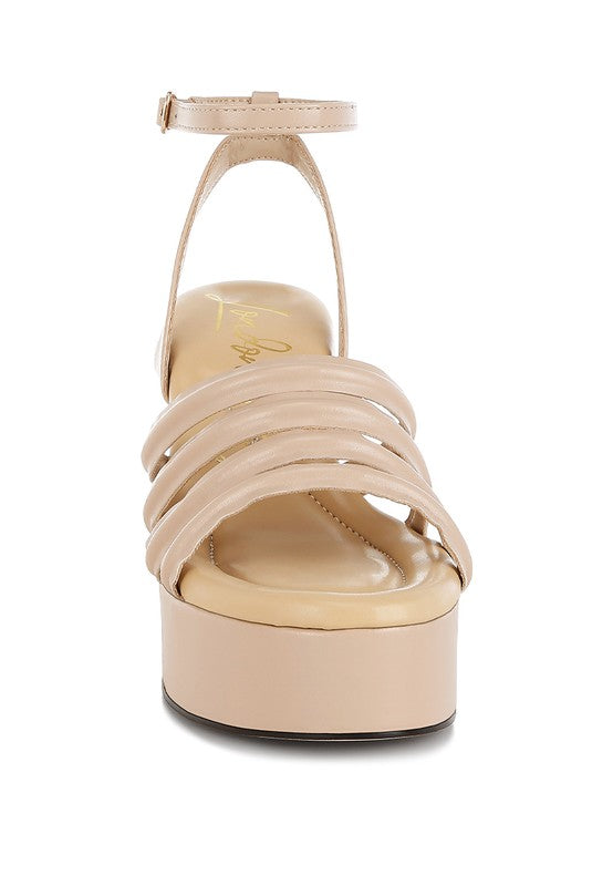 Rag & Co. Athla Strappy High Platform Block Heel Sandals – Beige
