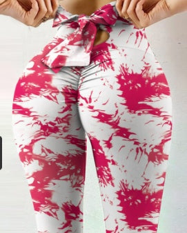 Women's Hip-Lift Slim Yoga Leggings – Stretch Fitness Pants, 9 Prints, S–XXL Red