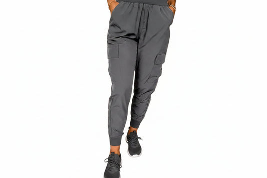 Elastic High Waist Pocketed Cargo Jogger Pants | Dark Gray Dark Gray