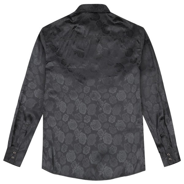 Men's Rose Jacquard Long Sleeve Shirt | Slim Fit Floral Button-Down Dress Shirt
