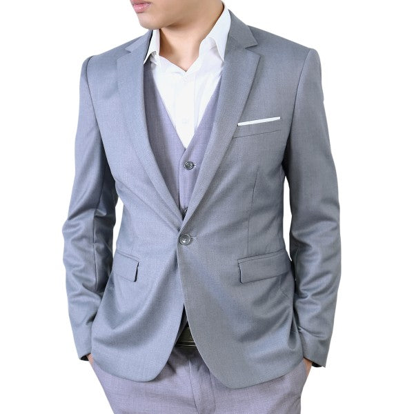 Men's One Button Slim Fit Business Blazer | Notched Lapel Daily Wear Jacket