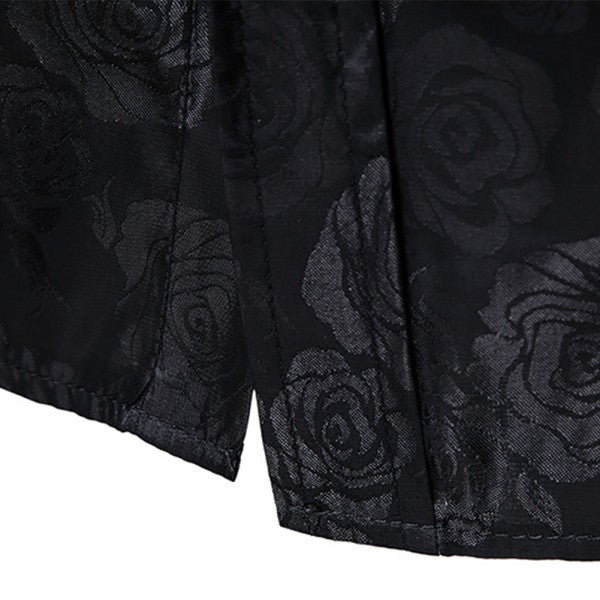Men's Rose Jacquard Long Sleeve Shirt | Slim Fit Floral Button-Down Dress Shirt