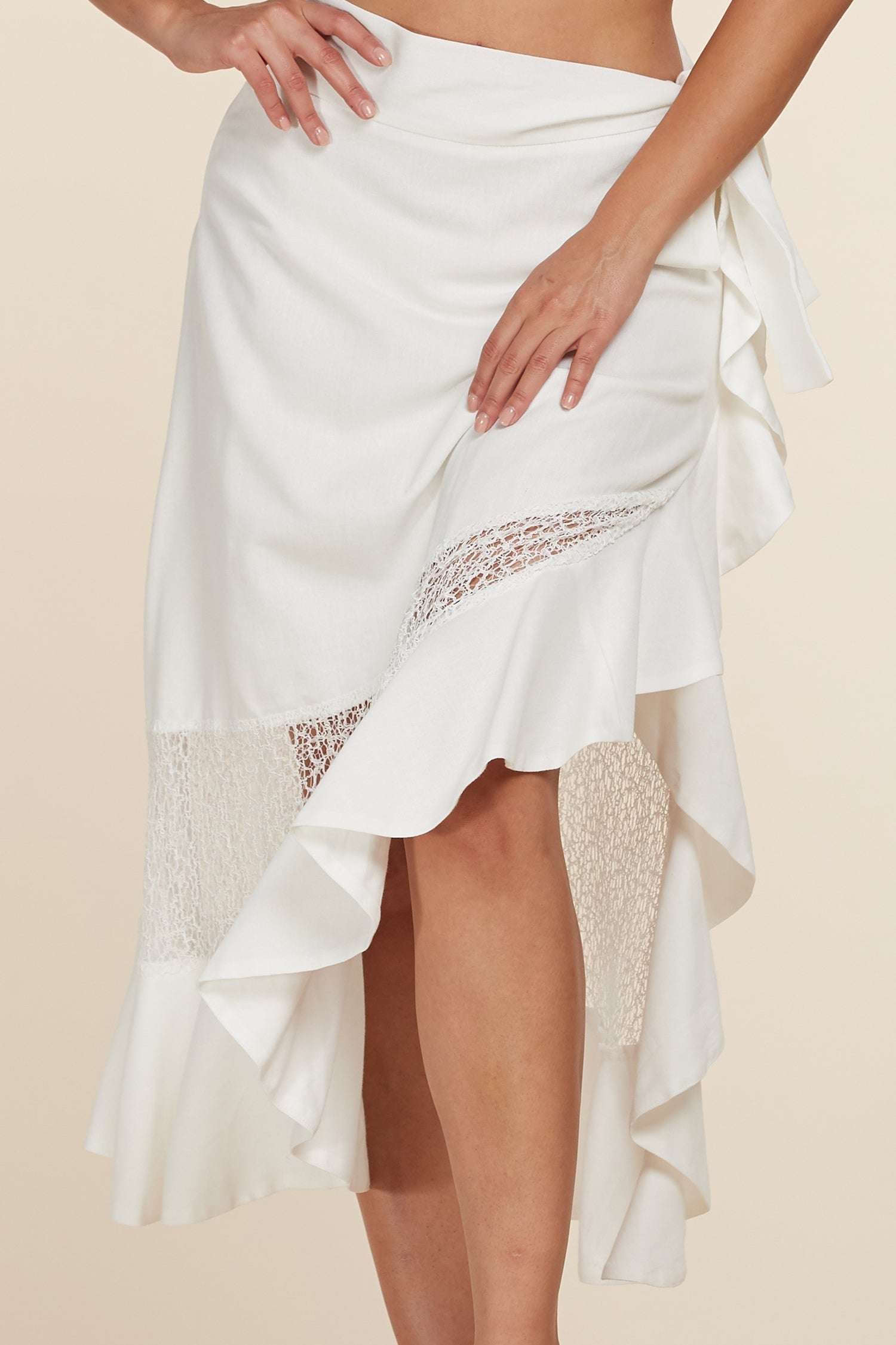 Puff Sleeve Crop Top & Midi Skirt Set | 2-Piece Linen Cotton Outfit