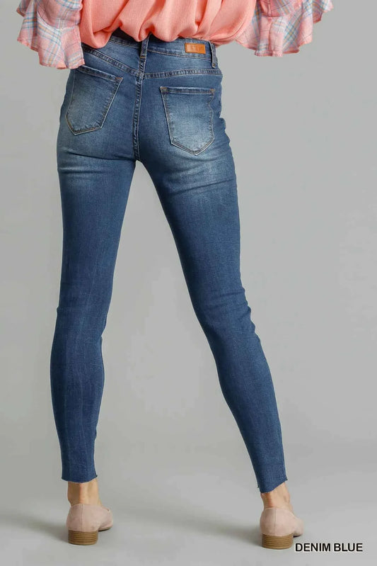 Umgee Distressed Skinny Jeans – High-Rise Stretch Denim with Pockets