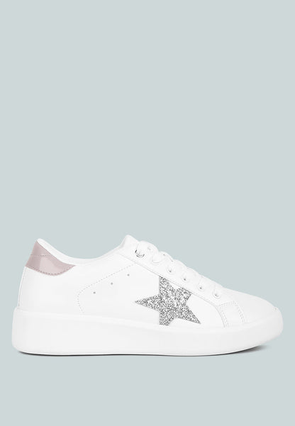 Starry Glitter Star Detail Sneakers by London Rag