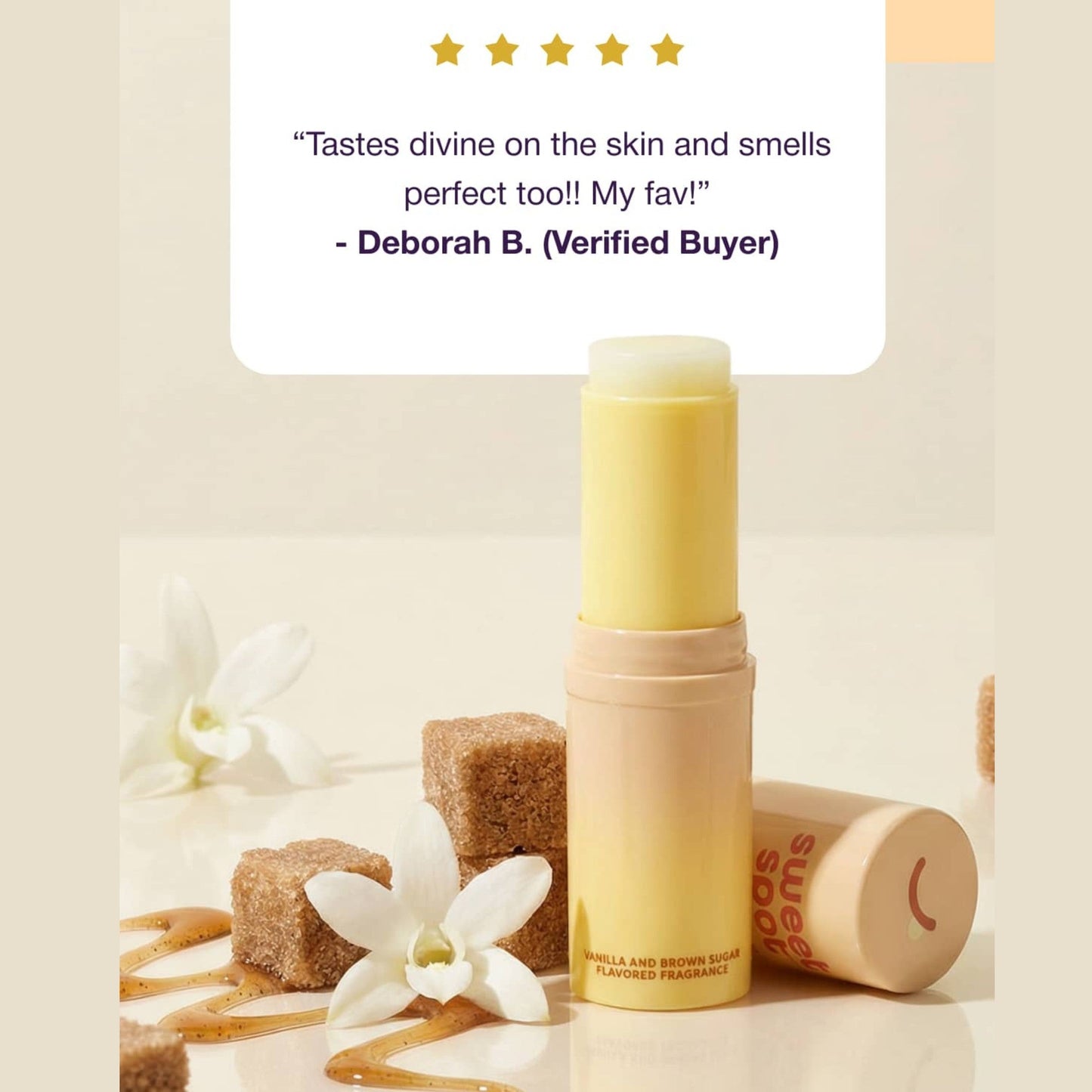 Golden Vanilla Solid Fragrance Stick | Brown Sugar & Vanilla Perfume