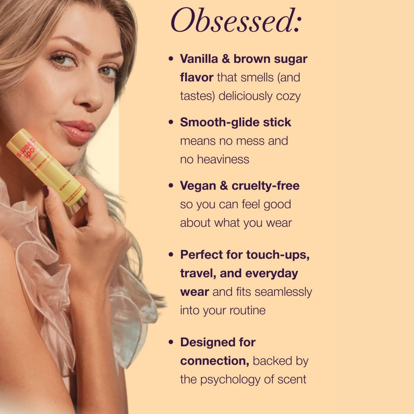 Golden Vanilla Solid Fragrance Stick | Brown Sugar & Vanilla Perfume