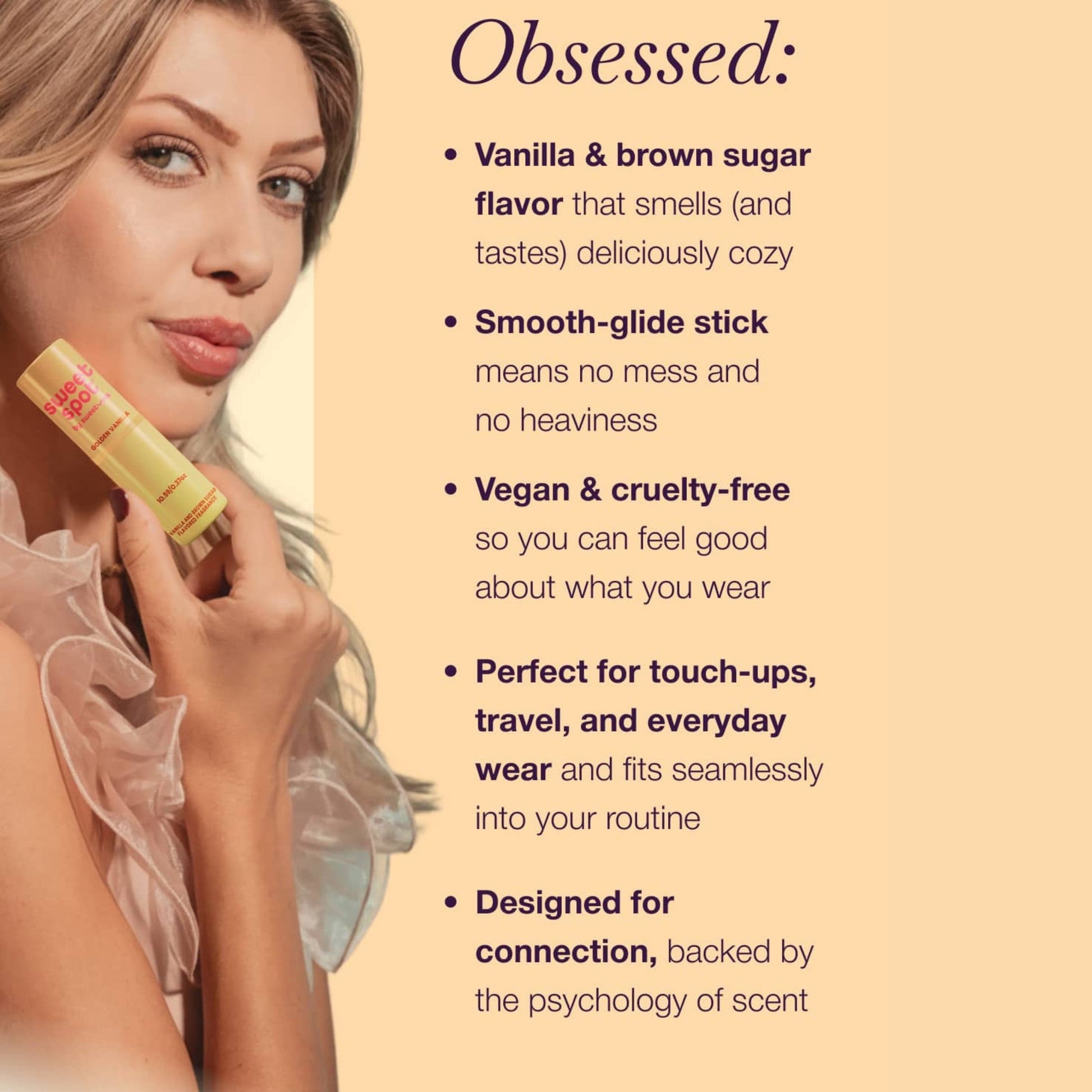 Golden Vanilla Solid Fragrance Stick | Brown Sugar & Vanilla Perfume