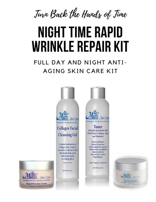 Marli Skin Care Night Time Rapid Wrinkle Repair Kit | 4-Step Anti-Aging Routine