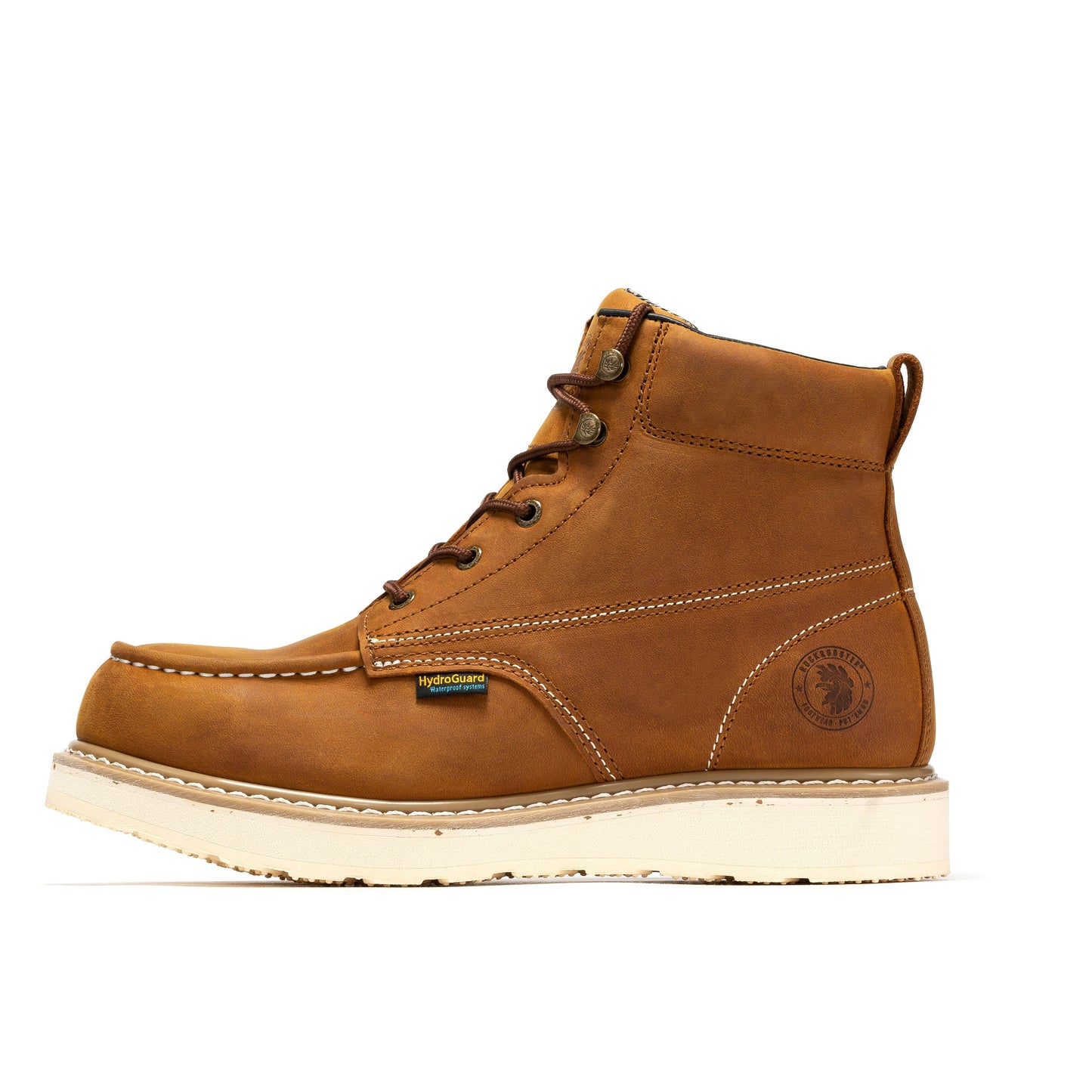 ROCKROOSTER Edgewood Men's 6" Steel Toe Waterproof Wedge Work Boot | SAP858 Brown