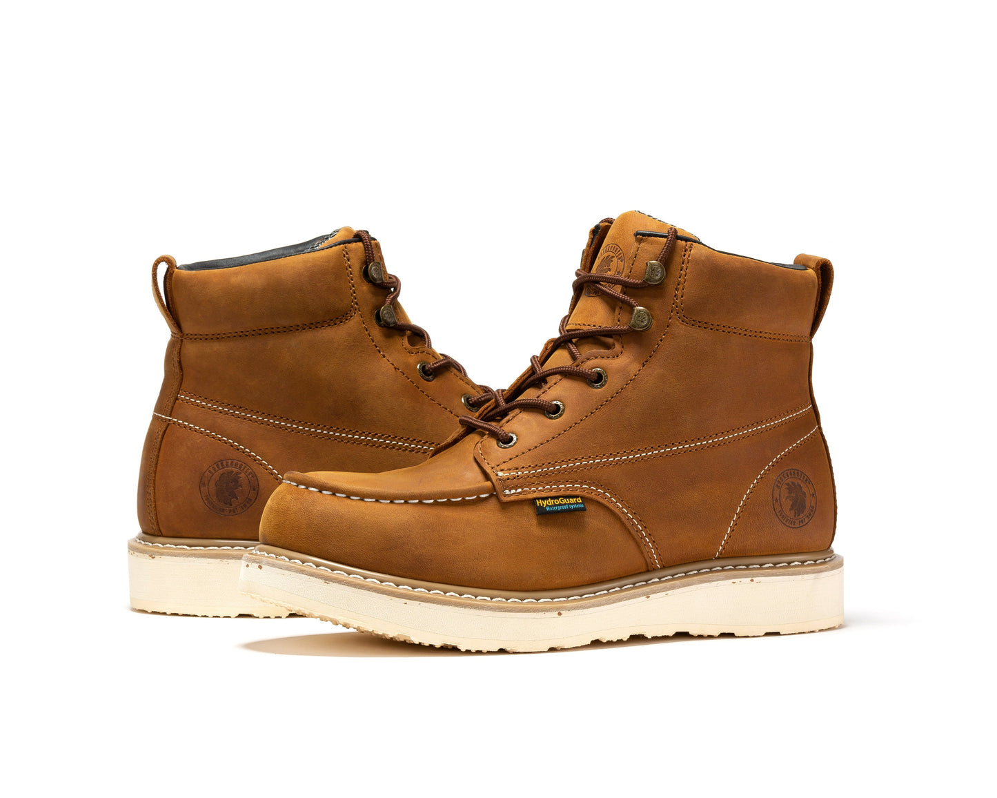 ROCKROOSTER Edgewood Men's 6" Steel Toe Waterproof Wedge Work Boot | SAP858 Brown SAP858 US 07.5 Normal