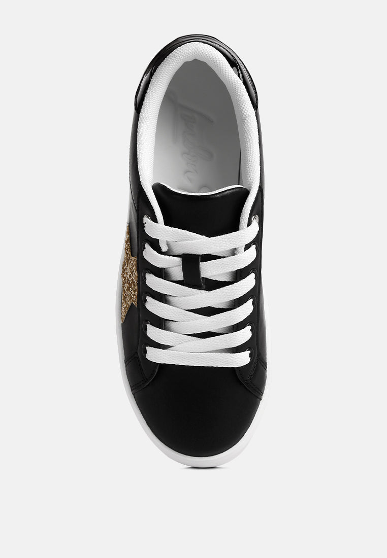 Starry Glitter Star Detail Sneakers by London Rag