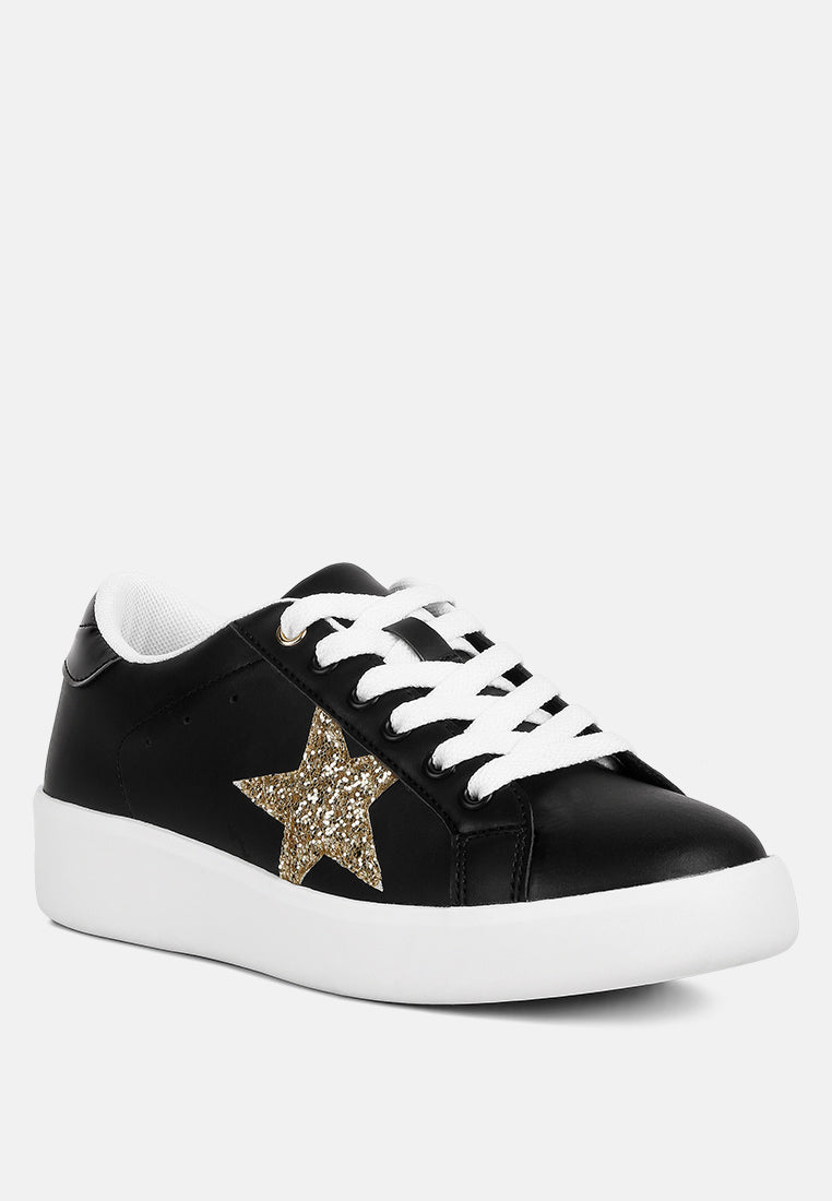 Starry Glitter Star Detail Sneakers by London Rag