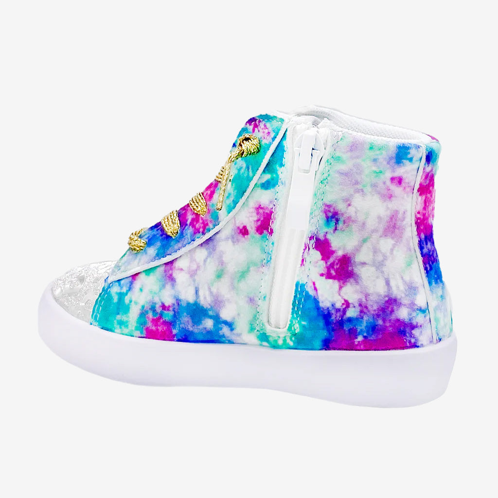 AVERY Kids Sneaker | Tie-Dye Suede & Metallic Star Accent | StylechildbyJL 26 (9.5)