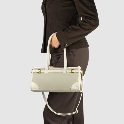 TAKEASY Italian Suede & Calf Leather Shoulder Bag | Structured Crossbody — Dark Grey, Beige, Olive & Grey