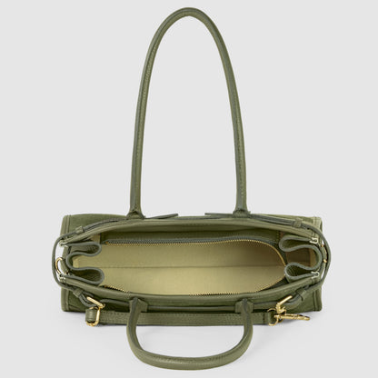 TAKEASY Italian Suede & Calf Leather Shoulder Bag | Structured Crossbody — Dark Grey, Beige, Olive & Grey