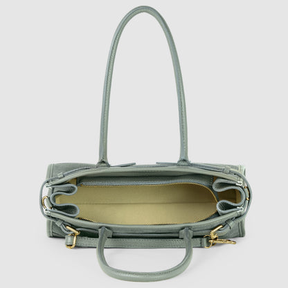 TAKEASY Italian Suede & Calf Leather Shoulder Bag | Structured Crossbody — Dark Grey, Beige, Olive & Grey