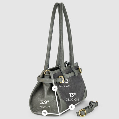 TAKEASY Italian Suede & Calf Leather Shoulder Bag | Structured Crossbody — Dark Grey, Beige, Olive & Grey