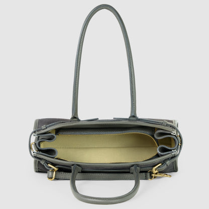 TAKEASY Italian Suede & Calf Leather Shoulder Bag | Structured Crossbody — Dark Grey, Beige, Olive & Grey