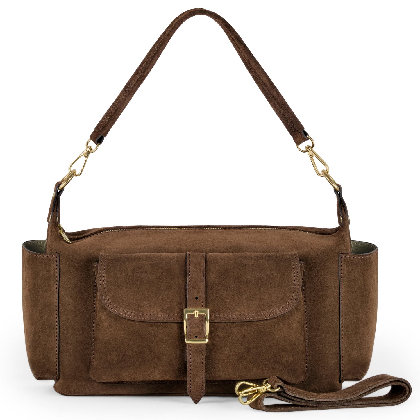 Italian Genuine Suede Shoulder Bag 323040 Chocolate Suede