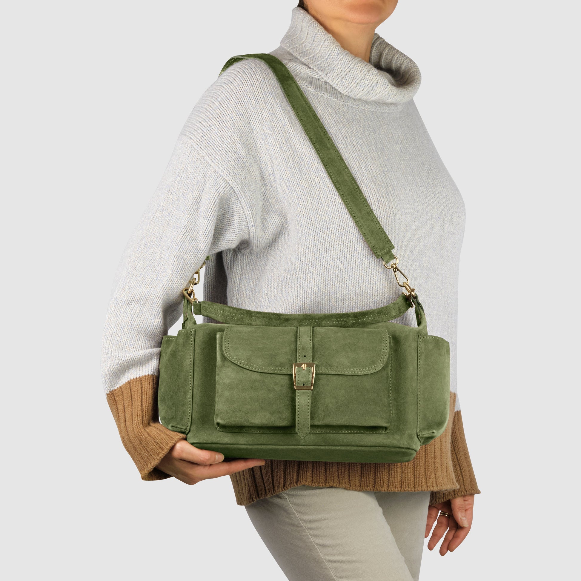 Italian Genuine Suede Shoulder Bag 323040