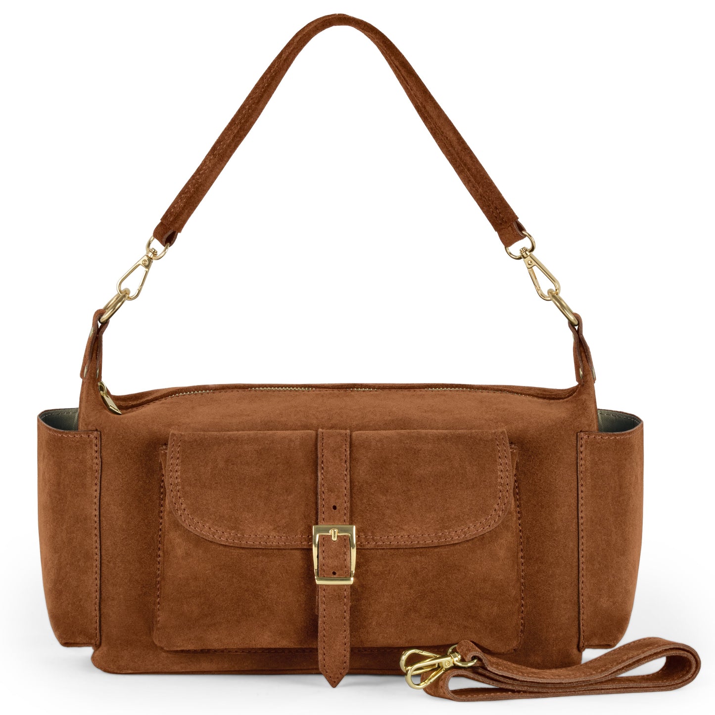 Italian Genuine Suede Shoulder Bag 323040 Brown Suede