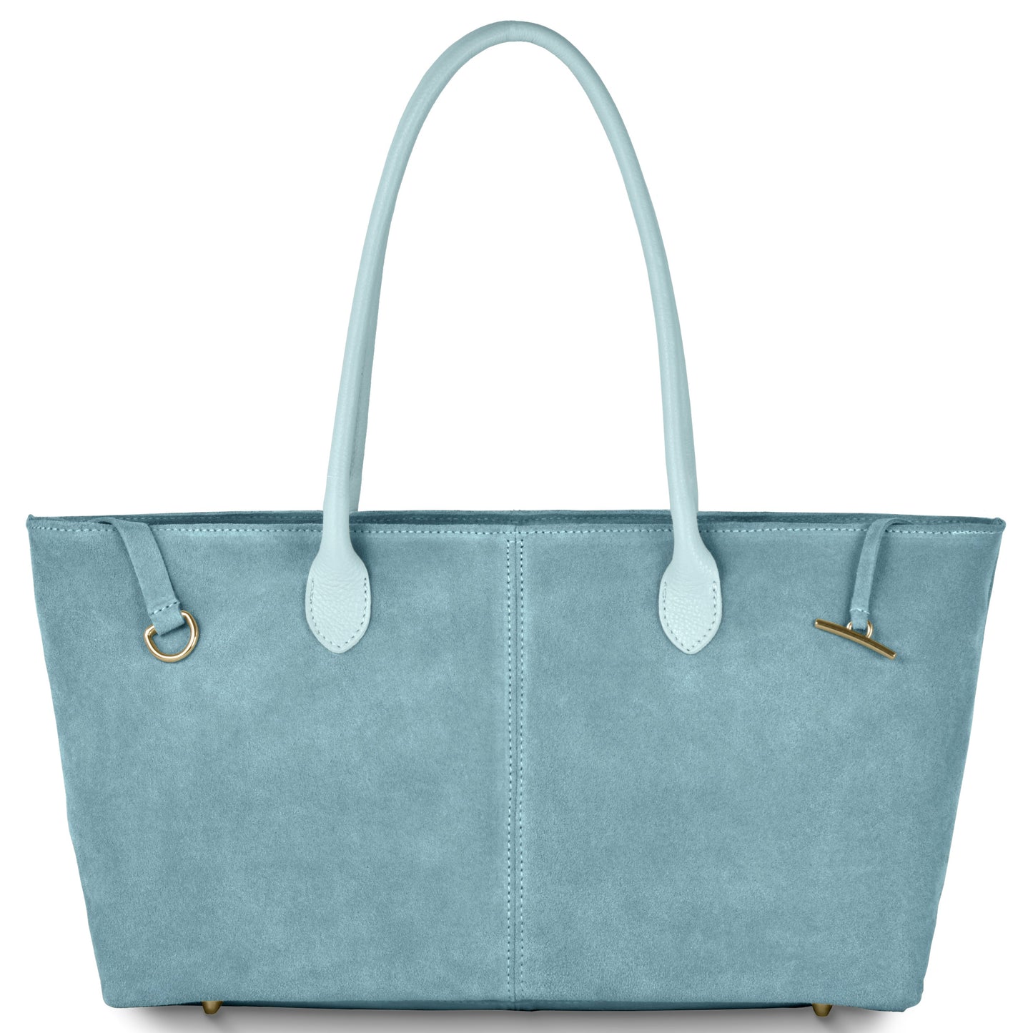Italian Genuine Suede Tote Bag 242235 Light Blue Suede