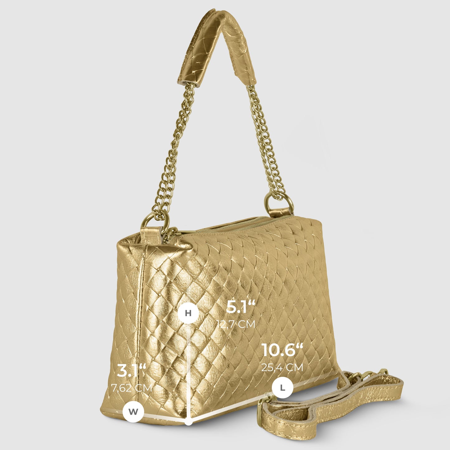 Italian Genuine Weave Metallic Suede Crossbody Bag 171522