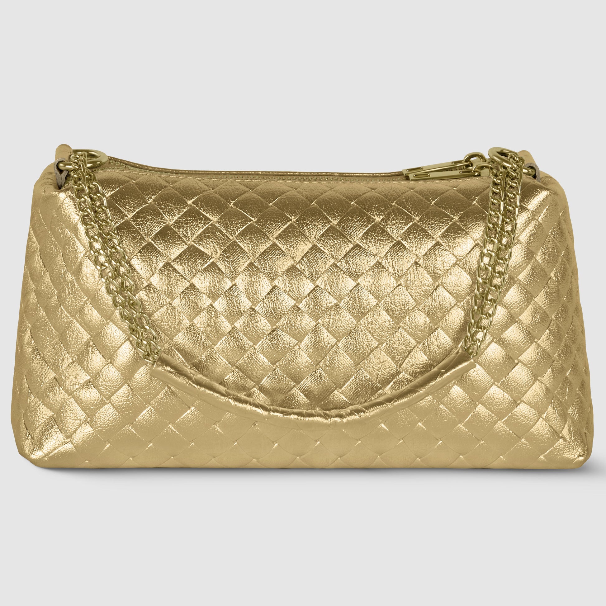 Italian Genuine Weave Metallic Suede Crossbody Bag 171522