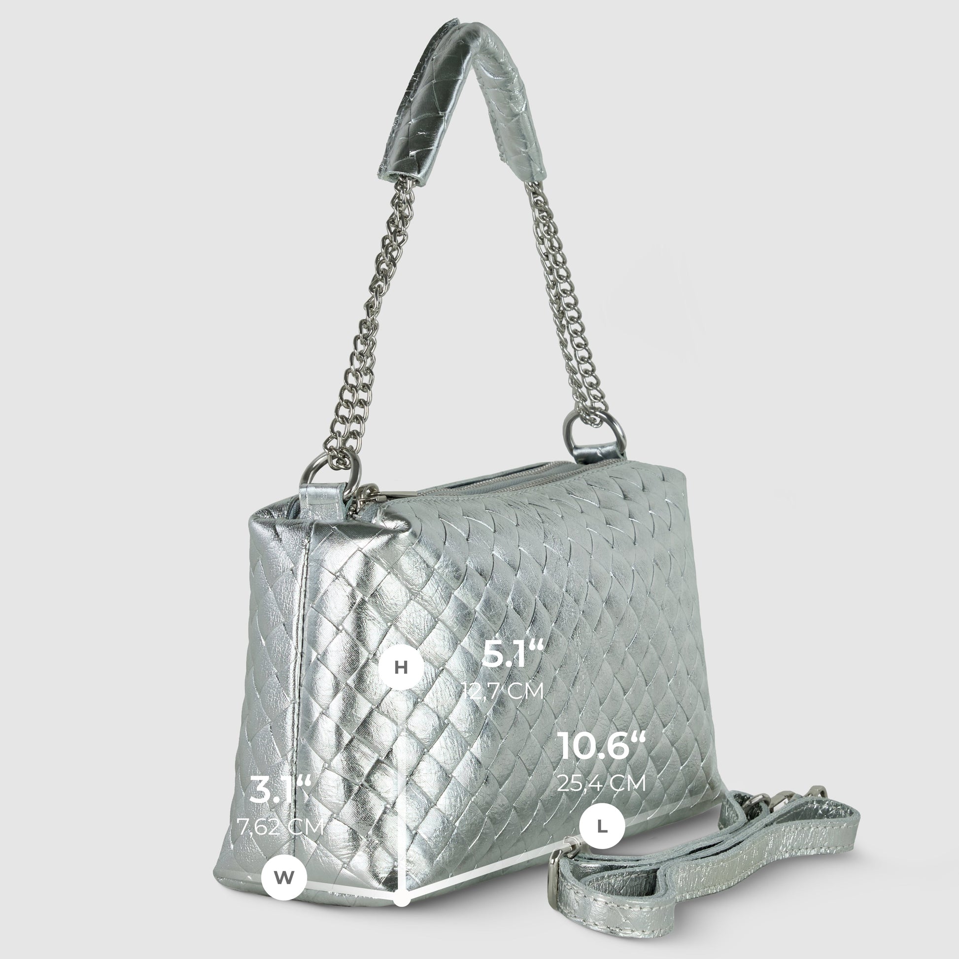 Italian Genuine Weave Metallic Suede Crossbody Bag 171522