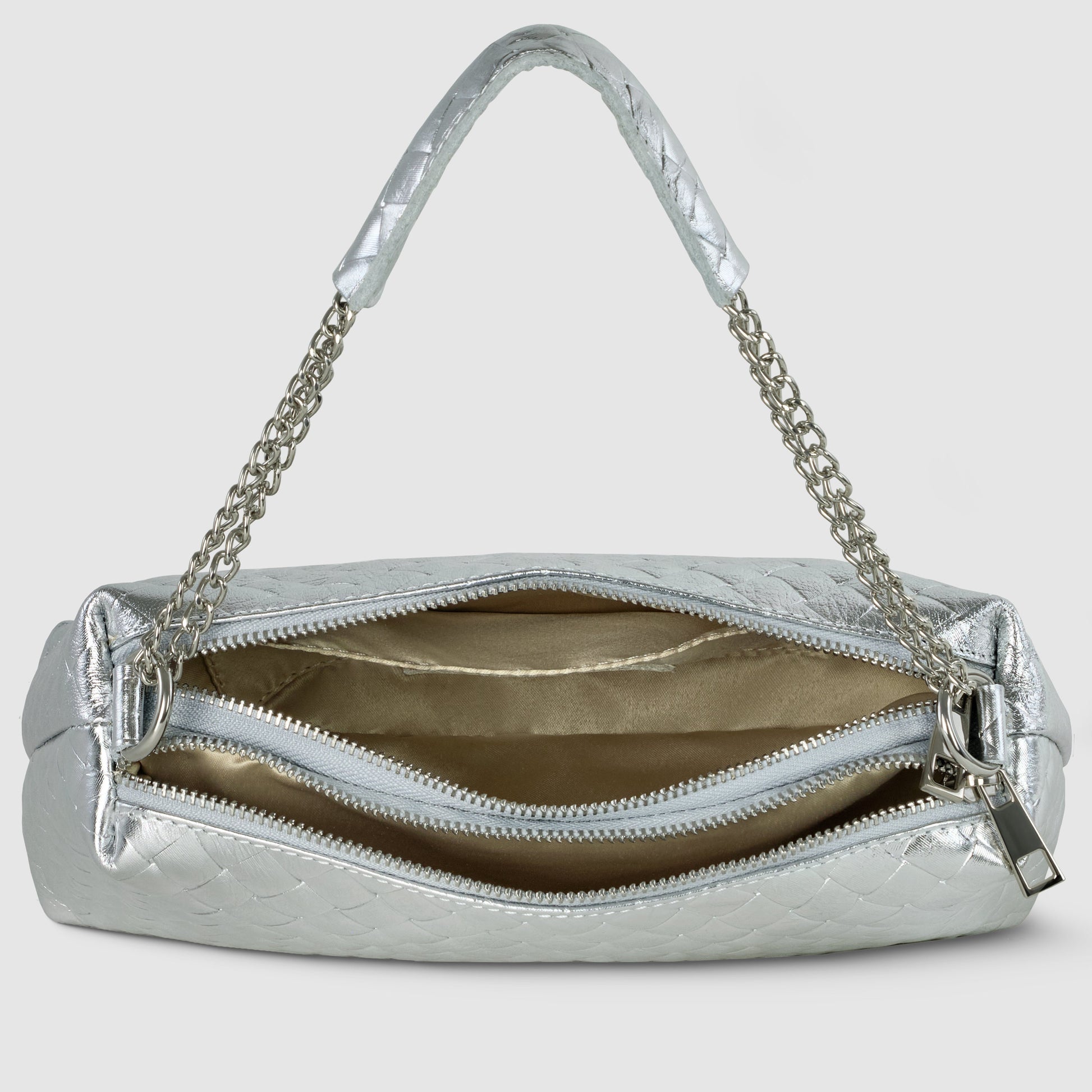 Italian Genuine Weave Metallic Suede Crossbody Bag 171522