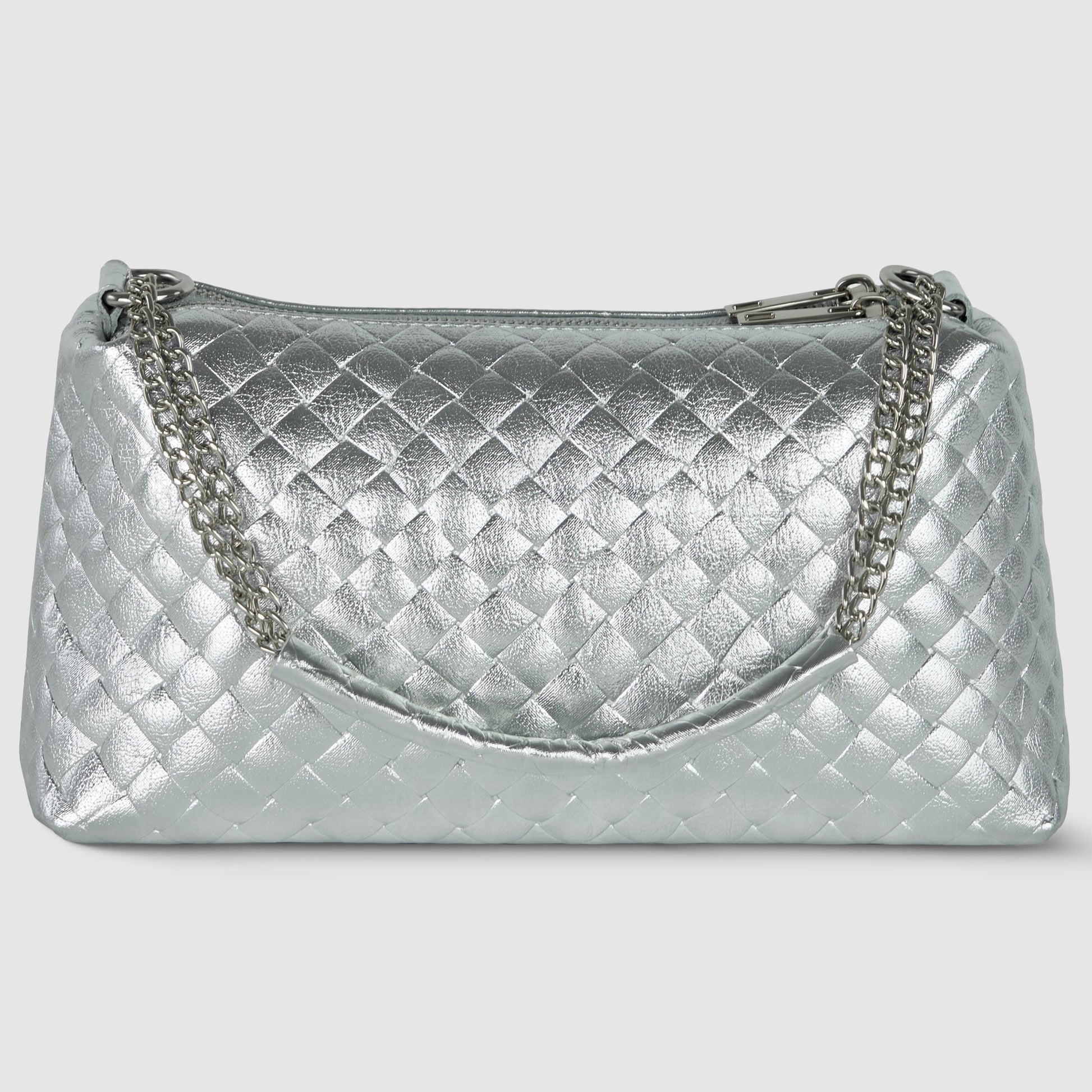 Italian Genuine Weave Metallic Suede Crossbody Bag 171522