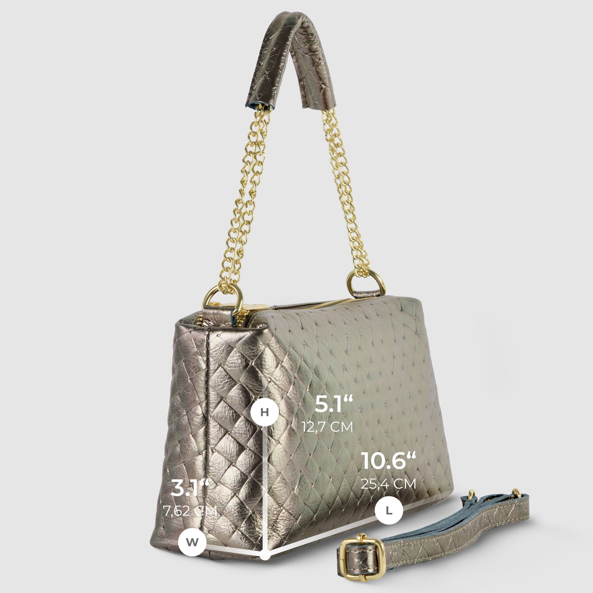 Italian Genuine Weave Metallic Suede Crossbody Bag 171522