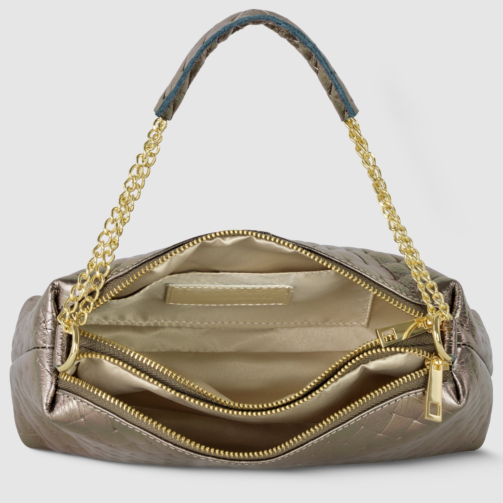 Italian Genuine Weave Metallic Suede Crossbody Bag 171522