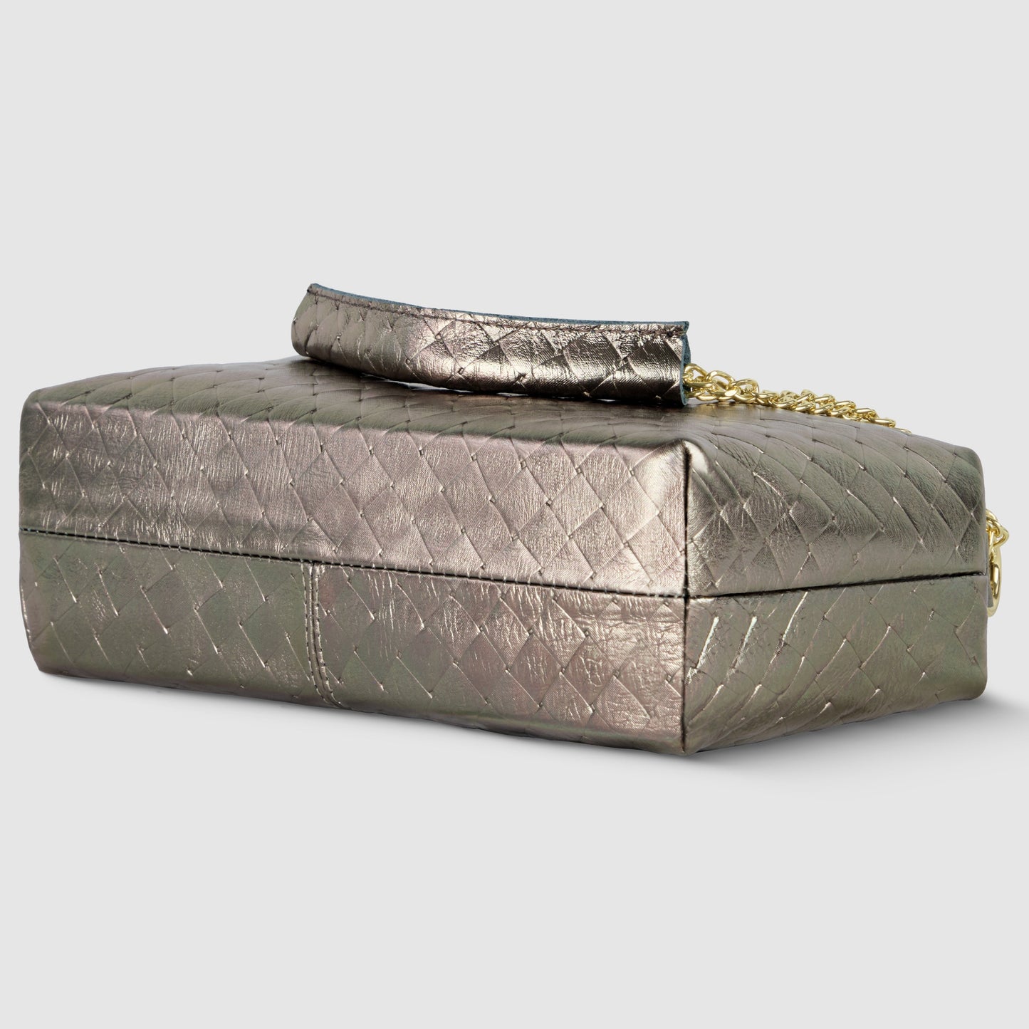 Italian Genuine Weave Metallic Suede Crossbody Bag 171522