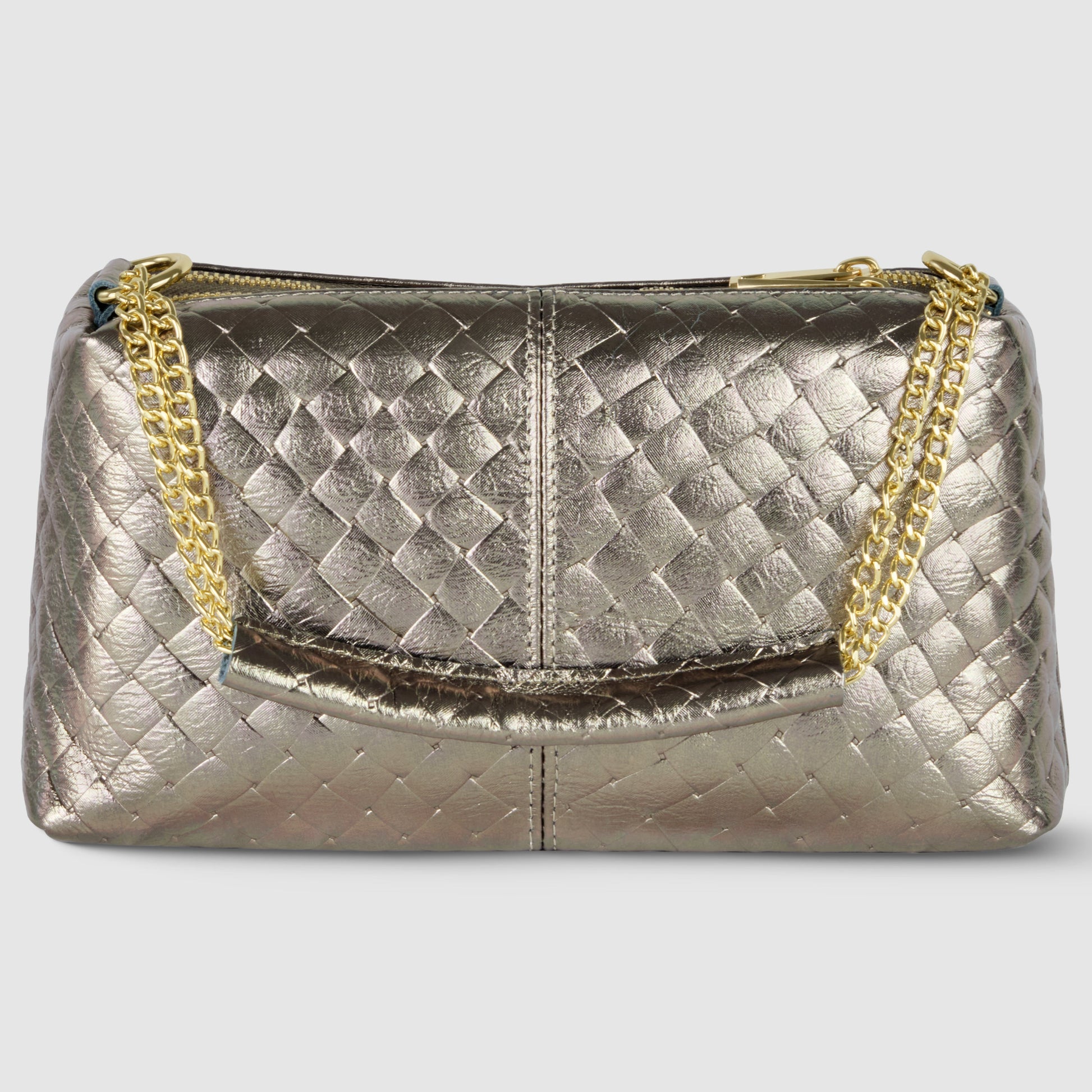 Italian Genuine Weave Metallic Suede Crossbody Bag 171522