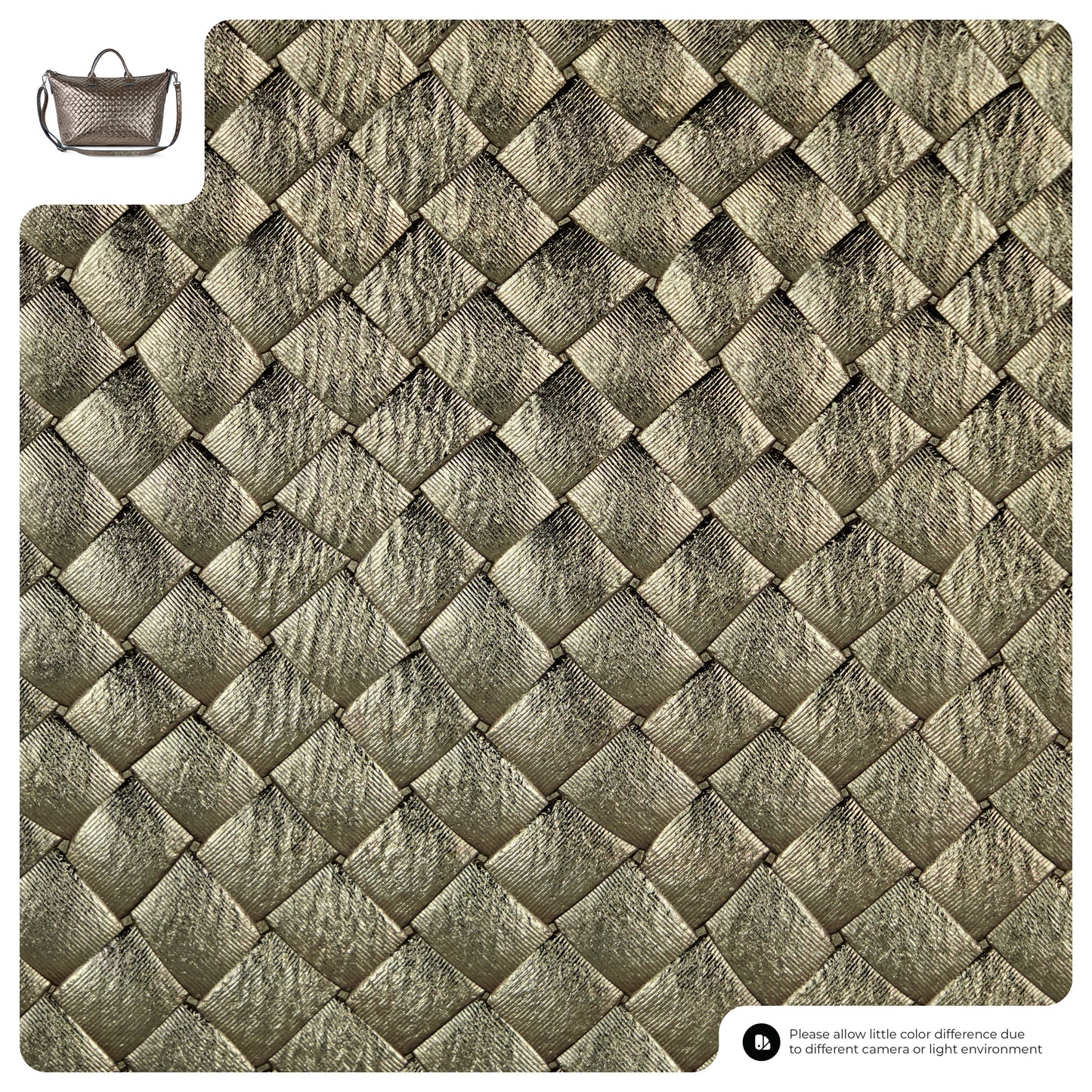 Italian Genuine Weave Metallic Suede Top-Handle Bag 112334